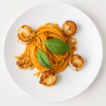 Spaghetti in Cherry Tomato Sauce with Seared Scallops
